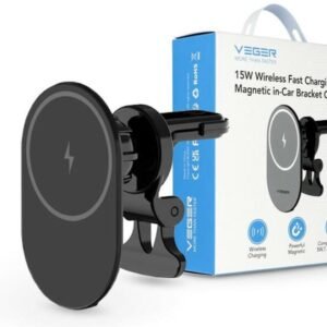 Veger Y38 Wireless Magnetic Car Charger- 15W Fast Charging - Ultra-Thin - Noir