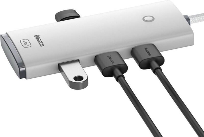 Baseus HUB Lite Series 4-in-1 adapter (Type-C to 4xUSB-A 3.0 5Go/s) cable 1m, Blanc (WKQX030402)