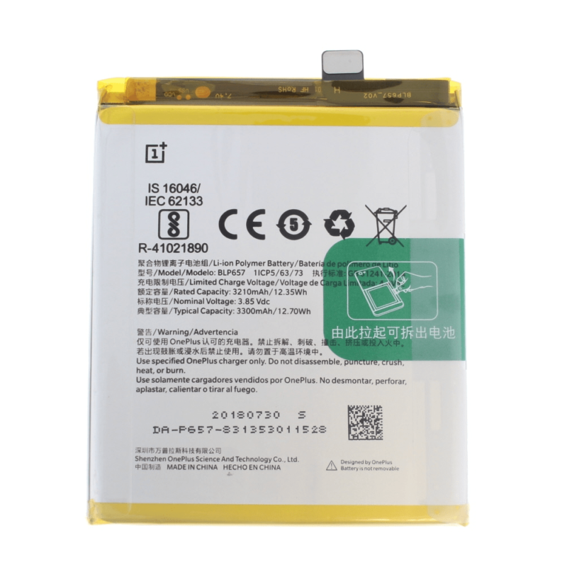 OnePlus 6 (A6003) Batterie BLP657 - 3300 mAh 1031100004