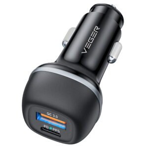 Veger Car Charger - Dual USB PD 51W Fast Charging - Noir