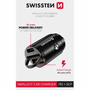 Swissten Power Delivery Car Adapter (30W) - 20111770 - Avec USB-A & USB-C Port