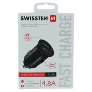 Swissten 4.8A Dual Port Car Charger - 20115000 - Noir