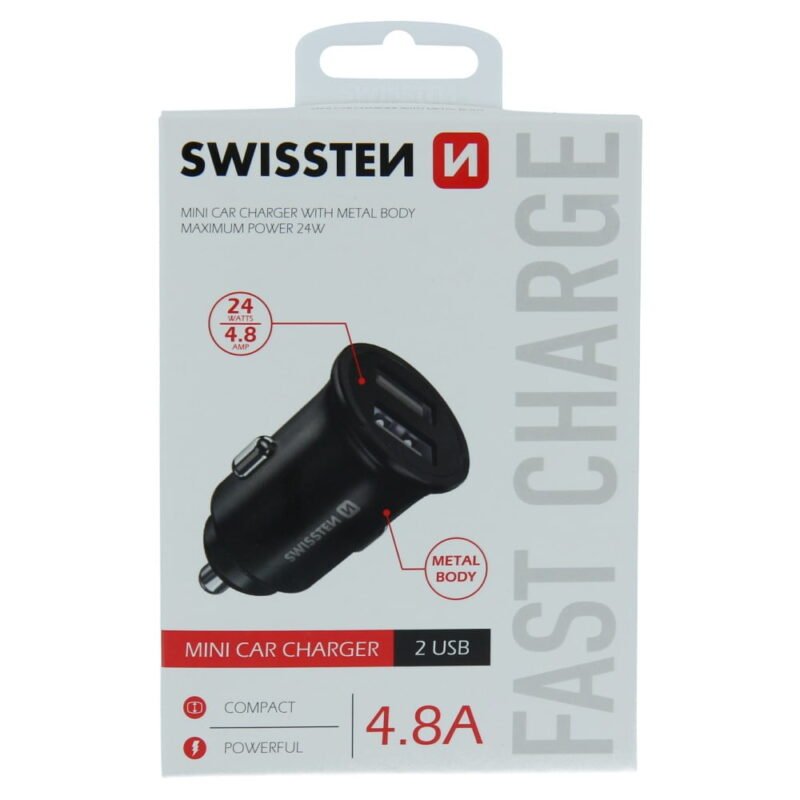 Swissten 4.8A Dual Port Car Charger - 20115000 - Noir