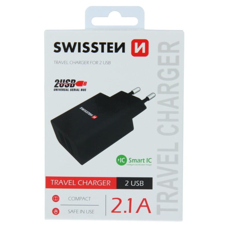 Swissten 2.1A Dual Travel Charger - 22033000 - Noir