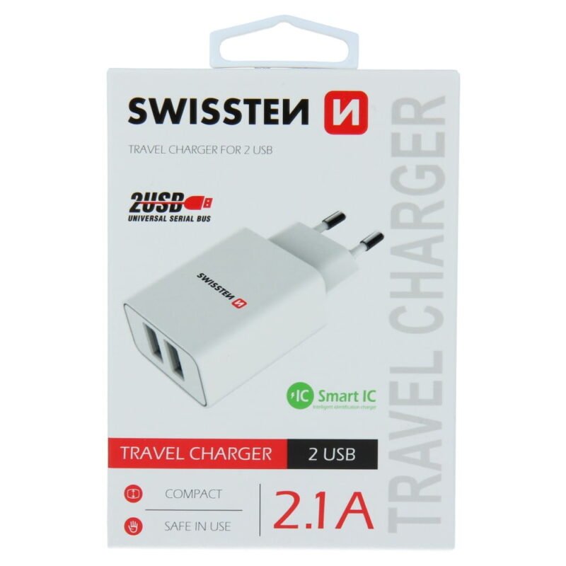 Swissten 2.1A Dual Travel Charger - 22034000 - Blanc