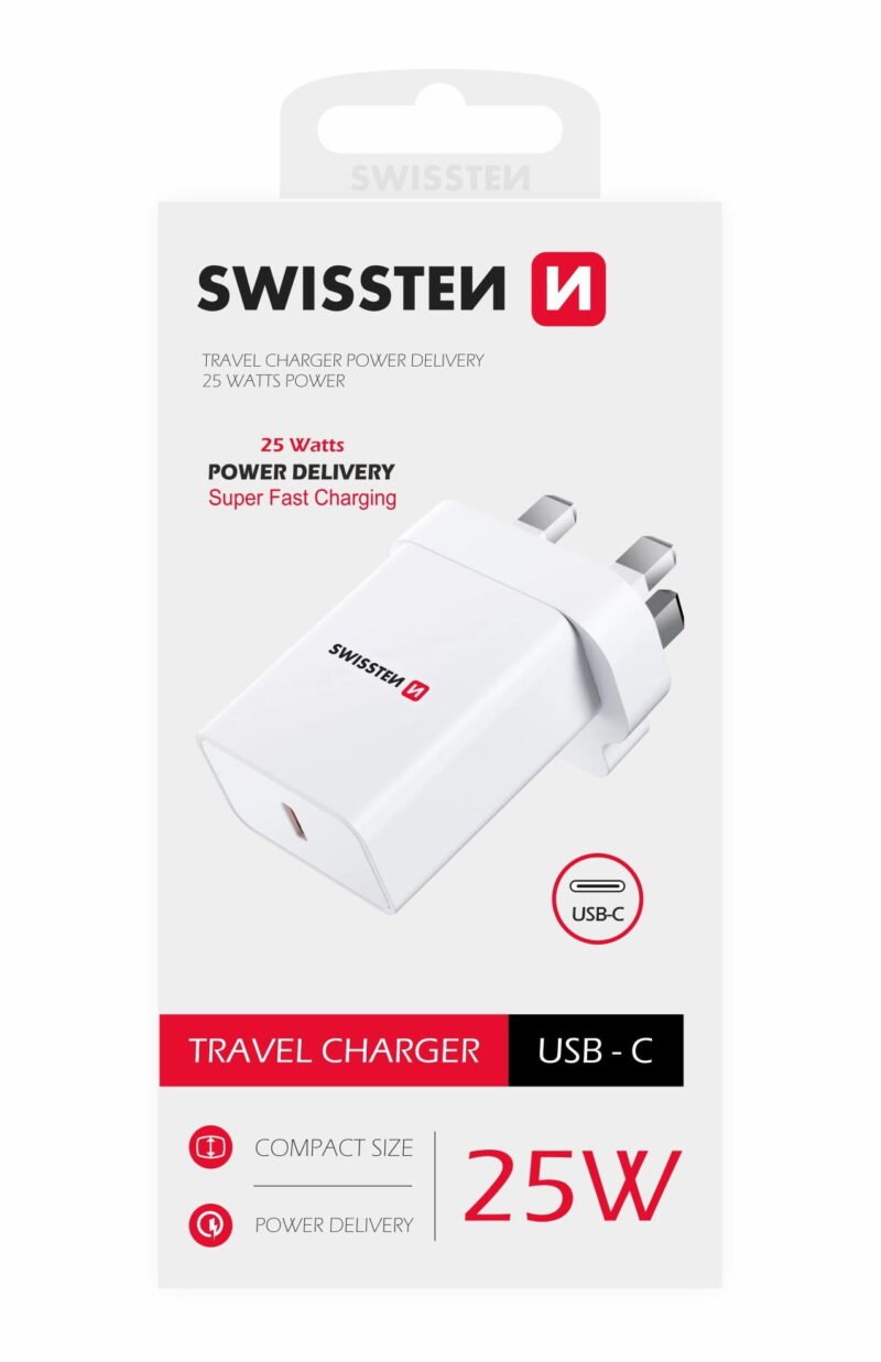Swissten USB-C UK Travel Charger (25W) - 22045400 - Blanc 2 Swissten USB-C UK Travel Charger (25W) - 22045400 - Blanc