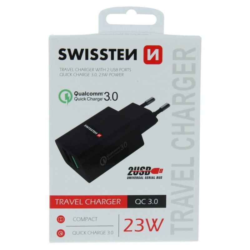 Swissten Dual Port Quickcharge Travel Adapter (23W) - 22060200 - Noir 2 Swissten Dual Port Quickcharge Travel Adapter (23W) - 22060200 - Noir