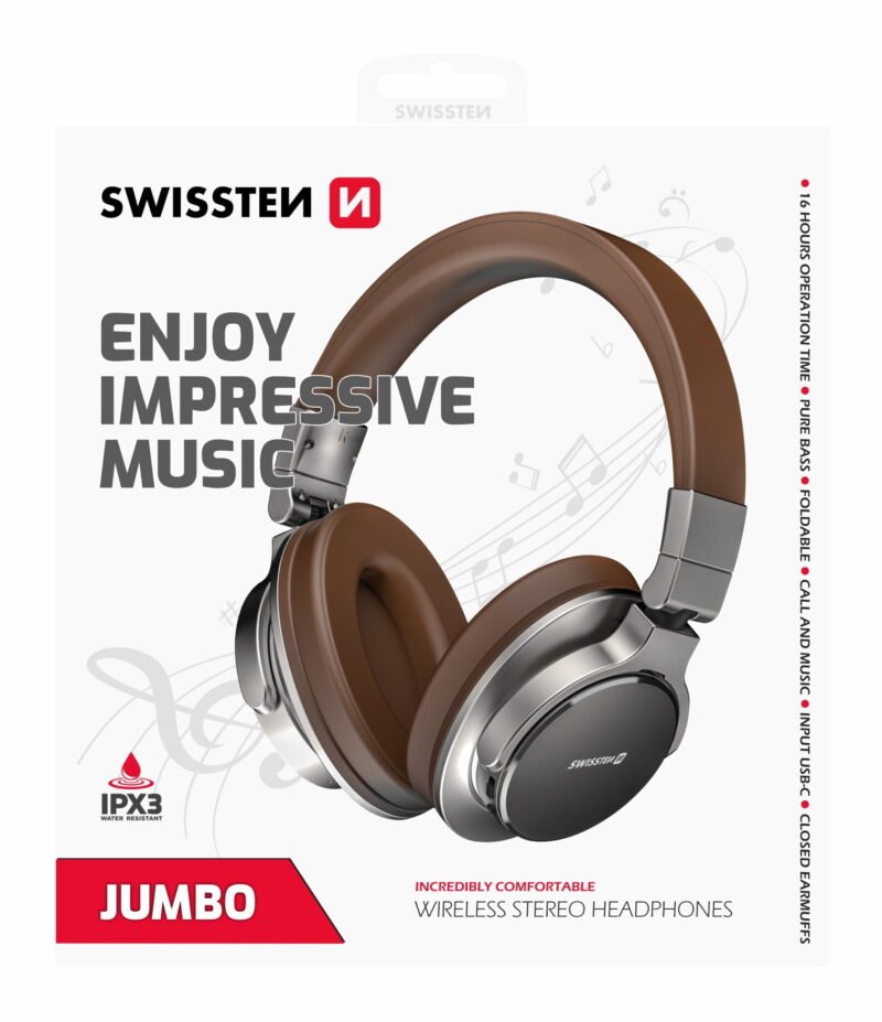 Swissten Jumbo Stereo Headphones - 52510610 - Brown 2 Swissten Jumbo Stereo Headphones - 52510610 - Brown