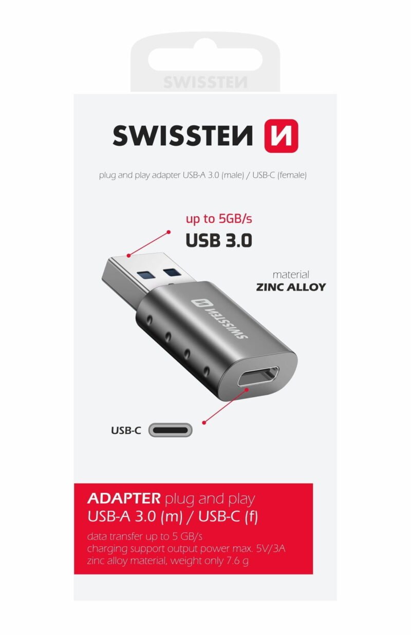 Swissten USB-A to USB-C OTG Adapter - 55500200