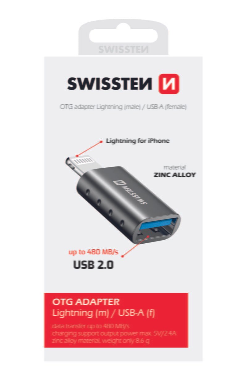 Swissten Lightning to USB-A OTG Adapter - 55500300