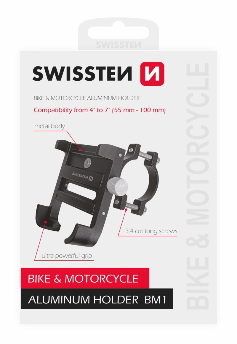 Swissten BM1 Bike & Motorcycle Holder - 65010405 - Up to Phones for 7.0" - Noir