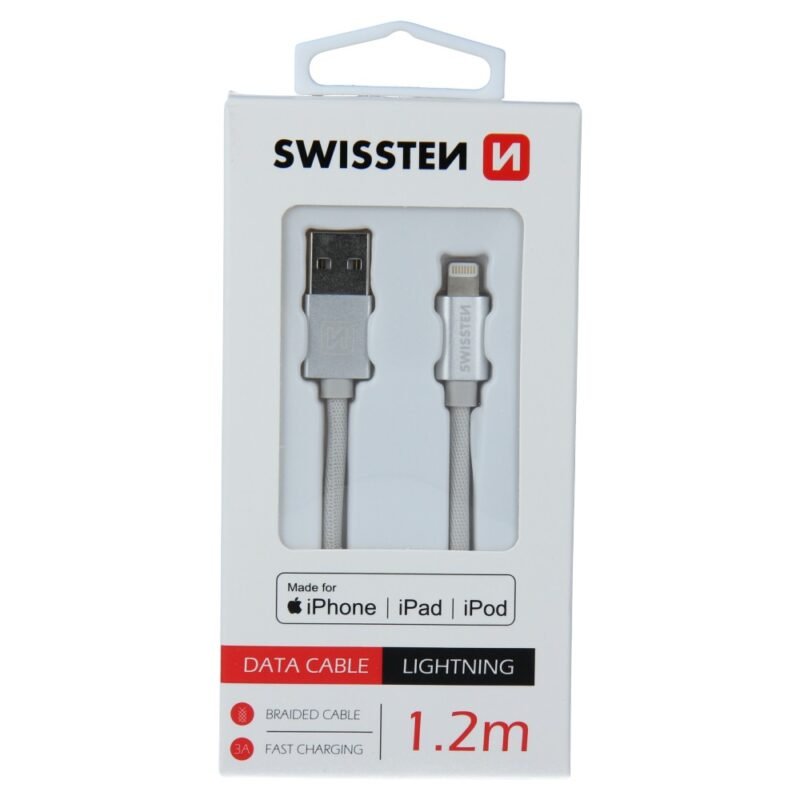 Swissten Textile MFI Lightning Cable - 71524203 - 1.2m - Argent