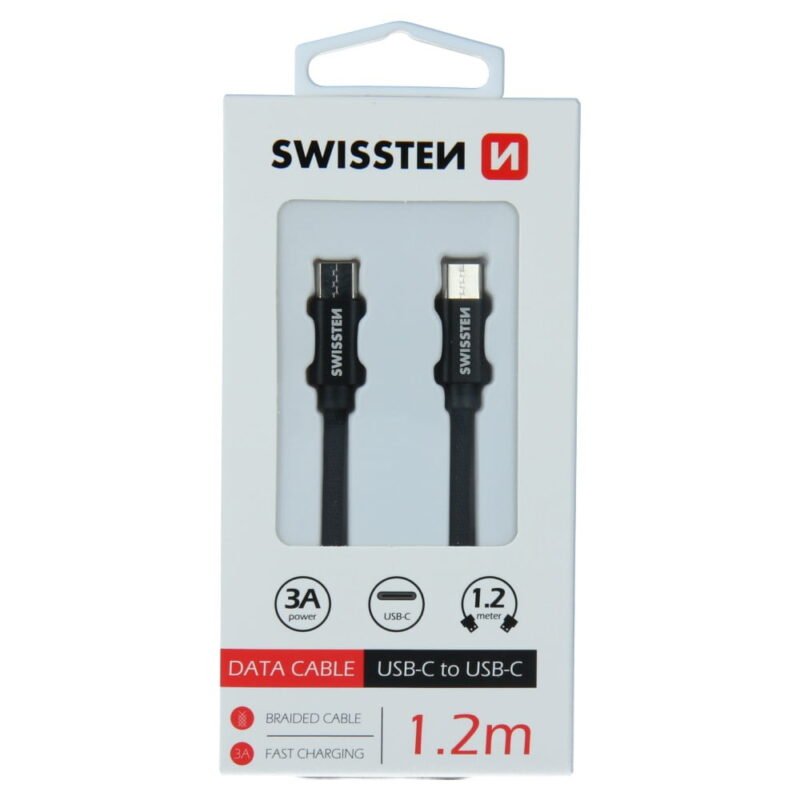 Swissten Textile Type-C USB Cable - 71527201 - 1.2m - Noir 2 Swissten Textile Type-C USB Cable - 71527201 - 1.2m - Noir