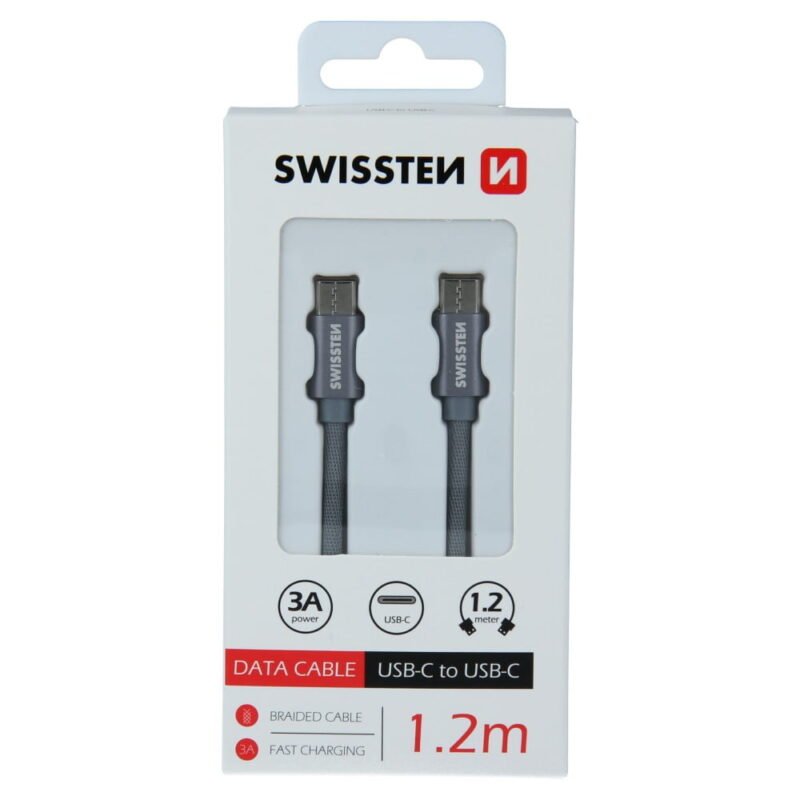 Swissten Textile Type-C USB Cable - 71527202 - 1.2m - Gris 2 Swissten Textile Type-C USB Cable - 71527202 - 1.2m - Gris