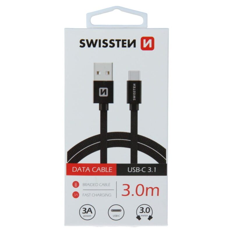 Swissten Textile Type-C USB Cable - 71527900 - 3m - Noir