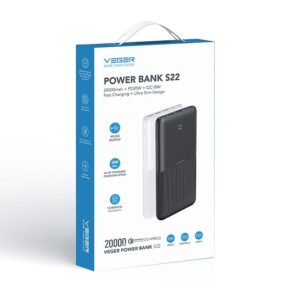 Veger (S22) Fast Charging Slim-Mini Powerbank - 20.000mAh - Blanc