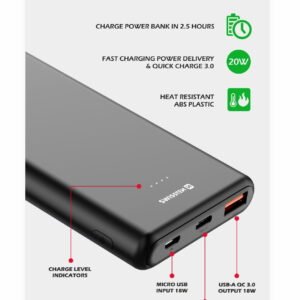 Swissten PowerLine Powerbank (20W) - 22013912 - 10.000 mAh - Noir