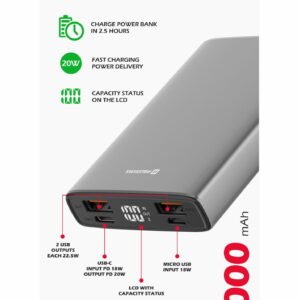 Swissten Aluminum PowerBank (20W) - 22013915 - 10.000 mAh - Gris
