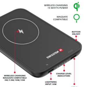 Swissten Magsafe Powerbank (15W) - 22013970 - 5000 mAh - Noir