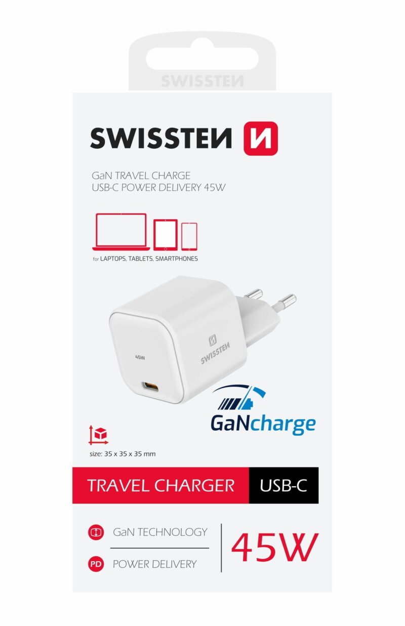 Swissten USB-C Power Delivery Travel Charger (45W) - 22037010 - Blanc