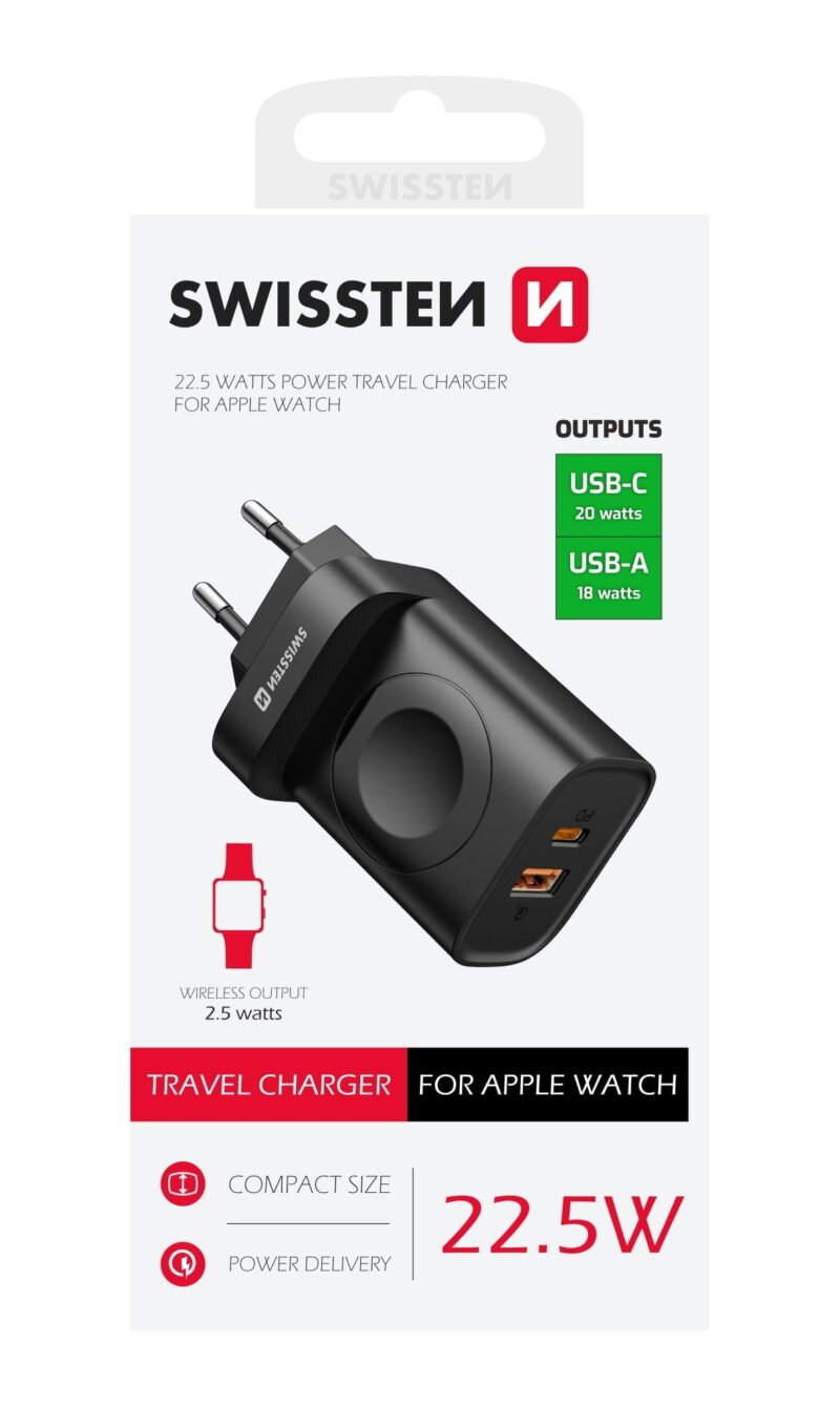 Swissten Wireless iWatch Travel Charger (22.5W) - 22045520 - Noir