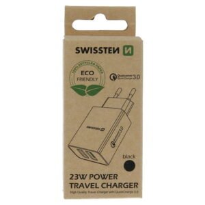 Swissten Dual Port Quickcharge Travel Adapter (23W) - 22060200ECO - Noir