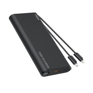 Veger TC130 Fast Charging PowerBank - 25.000 mAh - Avec Type-C & Lightning Cable Built-In - Noir