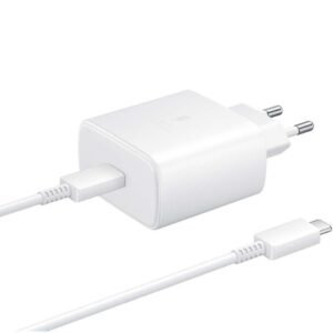 Samsung Super Fast Charging 2.0 Travel Adapter (45W) + Type-C to Type-C USB (5A) Cable EP-TA845XWEGWW - Blanc