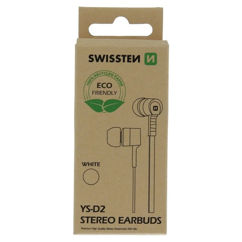 Swissten YS-D2 Earphones - 51106001ECO - Eco Packing - Blanc