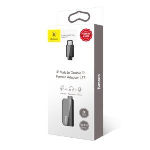 Baseus Dual Lightning Headphone Audio & Charge Adapter Splitter - Noir