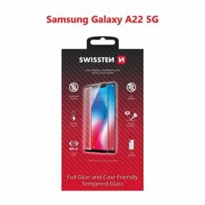 Swissten SM-A226B Galaxy A22 5G Film Verre Trempé - 54501797 - Full Glue - Noir