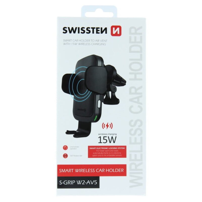 Swissten S-Grip W2-AV5 Wireless Charging Air Vent Car Holder - 65010606 - Noir