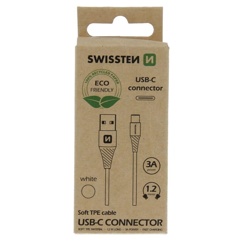 Swissten Type-C USB Cable - 71503301ECO - 1.2m - Eco Packing - Blanc