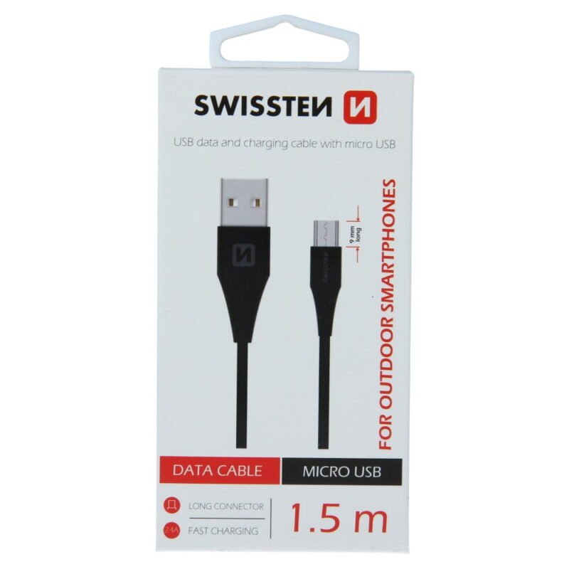 Swissten Outdoor Micro USB Cable - 71504303 - 1.5m - 9mm - Noir