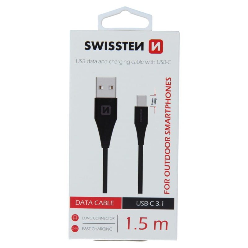 Swissten Outdoor Type-C USB Cable - 71504403 - 1.5m - 9mm - Noir 2 Swissten Outdoor Type-C USB Cable - 71504403 - 1.5m - 9mm - Noir