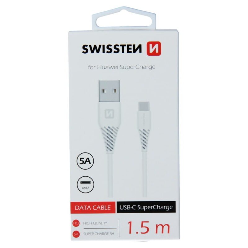 Swissten SuperCharge 5A Type-C USB Cable - 71504431 - 1.5m - Blanc