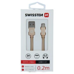 Swissten Textile Type-C USB Cable - 71521104 - 0.2m - Gold