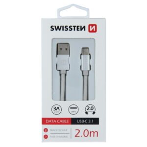 Swissten Textile Type-C USB Cable - 71521303 - 2m - Argent