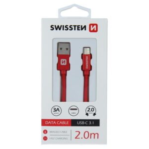 Swissten Textile Type-C USB Cable - 71521306 - 2m - Rouge