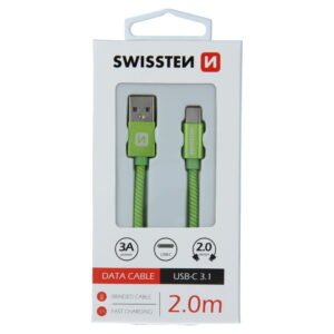 Swissten Textile Type-C USB Cable - 71521307 - 2m - Vert
