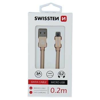Swissten Textile Micro USB Cable - 71522104 - 0.2m - Gold 2 Swissten Textile Micro USB Cable - 71522104 - 0.2m - Gold