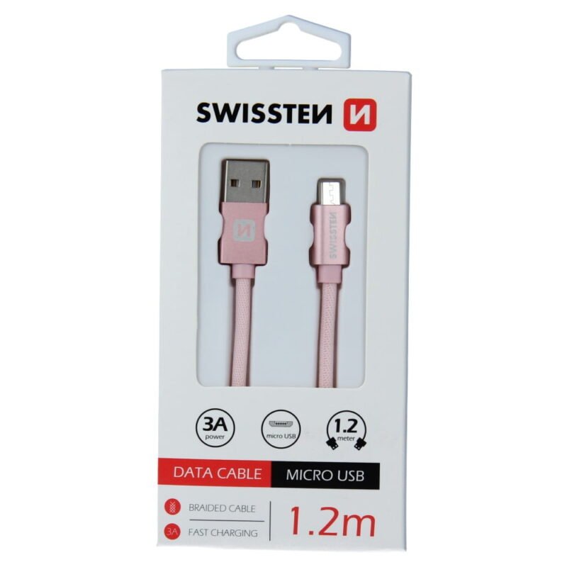 Swissten Textile Micro USB Cable - 71522205 - 1.2m - Rose Gold 2 Swissten Textile Micro USB Cable - 71522205 - 1.2m - Rose Gold