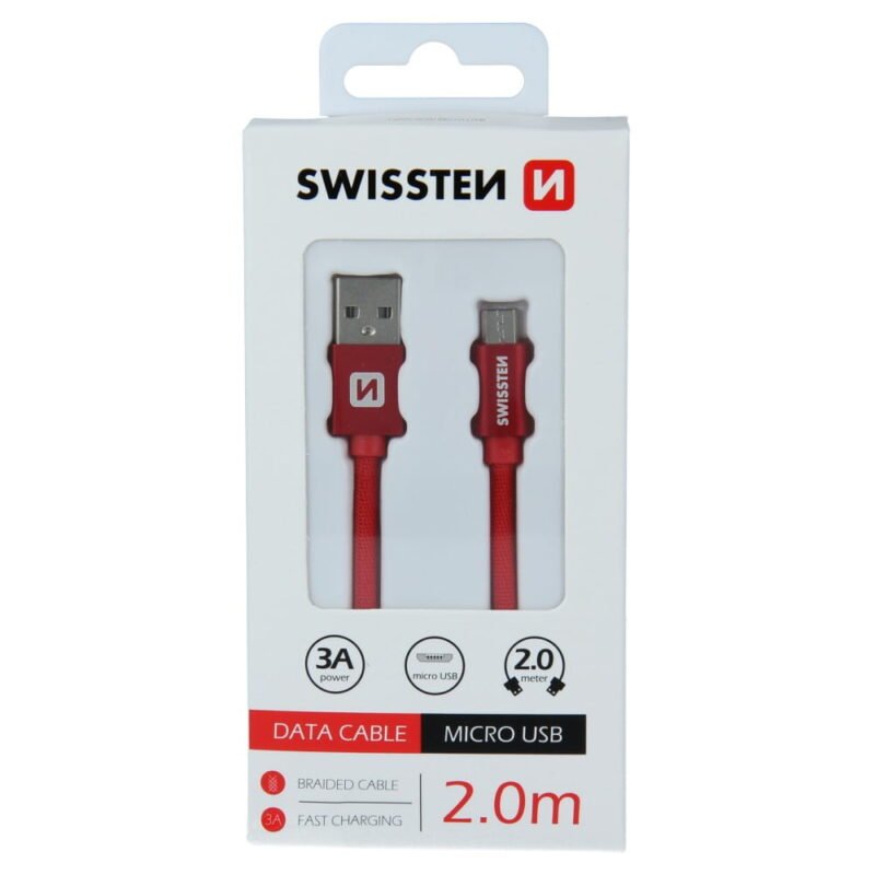 Swissten Textile Micro USB Cable - 71522306 - 2m - Rouge 2 Swissten Textile Micro USB Cable - 71522306 - 2m - Rouge