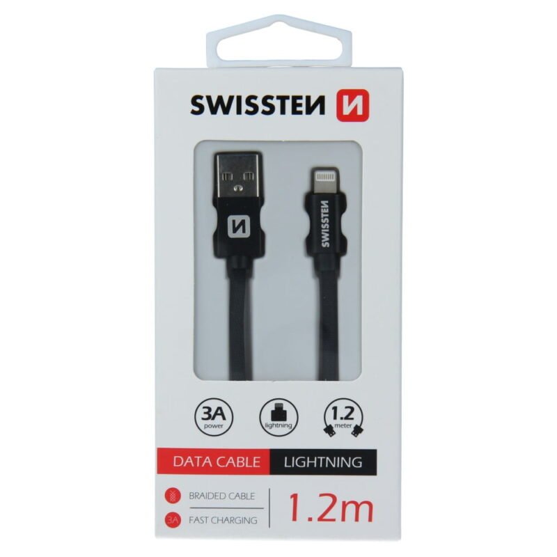 Swissten Textile Lightning Cable - 71523201 - 1.2m - Noir