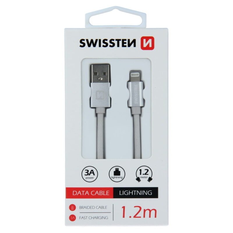 Swissten Textile Lightning Cable - 71523203 - 1.2m - Argent