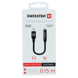 Swissten Textile 3.5mm Jack To Lightning Adapter - 73501211 - 0.15m - Noir