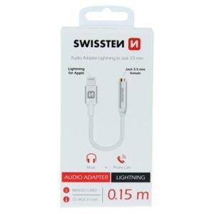 Swissten Textile 3.5mm Jack To Lightning Adapter - 73501212 - 0.15m - Argent