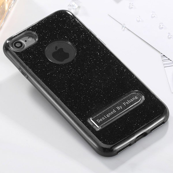 Fshang iPhone 7/iPhone 8/iPhone SE (2020) Coque TPU - Rose Stand - Noir 2 Fshang iPhone 7/iPhone 8/iPhone SE (2020) Coque TPU - Rose Stand - Noir