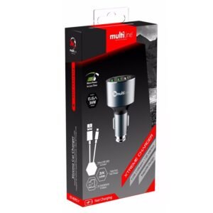Multiline Xtreme 3-Port Car Charger - 6.6A / 36W - incl. Type-C USB Cable - MW73Q
