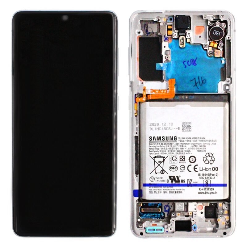 Écran LCD Tactile avec Cadre Samsung Galaxy S21 SM-G991B - GH82-24716C/GH82-24718C - Avec Batterie - Blanc 2 Écran LCD Tactile avec Cadre Samsung Galaxy S21 SM-G991B - GH82-24716C/GH82-24718C - Avec Batterie - Blanc